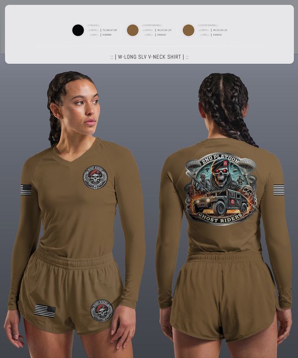 Womens Long Sleeve Vneck Shirt, Ghost Riders, , Teamtime, Team time, sublimation, custom sports apparel, team uniforms, spirit wear, spiritwear, sports uniforms, custom shirts, team store, custom team store, fundraiser sports, apparel fundraiser