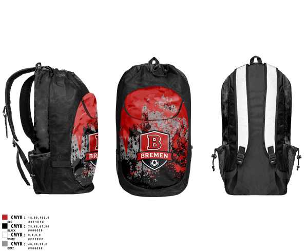 Gear Bag, Bremen Soccer, Men's Soccer, Teamtime, Team time, sublimation, custom sports apparel, team uniforms, spirit wear, spiritwear, sports uniforms, custom shirts, team store, custom team store, fundraiser sports, apparel fundraiser