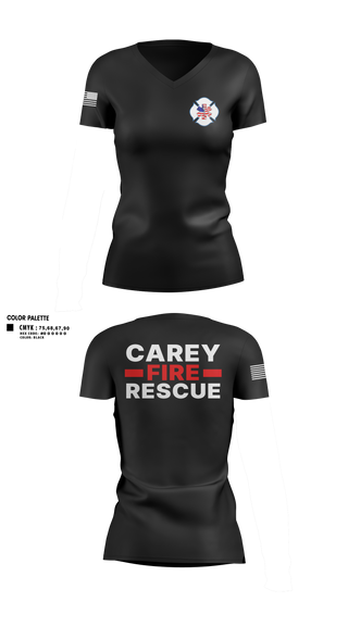 Womens Short Sleeve Vneck Shirt, Carey Rural Fire & Rescue, Fire Department, Teamtime, Team time, sublimation, custom sports apparel, team uniforms, spirit wear, spiritwear, sports uniforms, custom shirts, team store, custom team store, fundraiser sports, apparel fundraiser