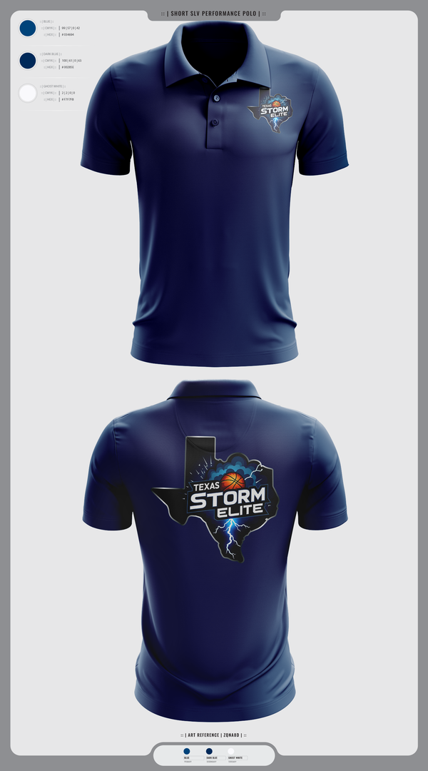 Short Sleeve Performance Polo, Texas Storm, Men's Basketball, Teamtime, Team time, sublimation, custom sports apparel, team uniforms, spirit wear, spiritwear, sports uniforms, custom shirts, team store, custom team store, fundraiser sports, apparel fundraiser