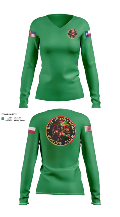 San Fernando Boxing Club 92427997 Women's Long Sleeve V-neck Shirt - 210