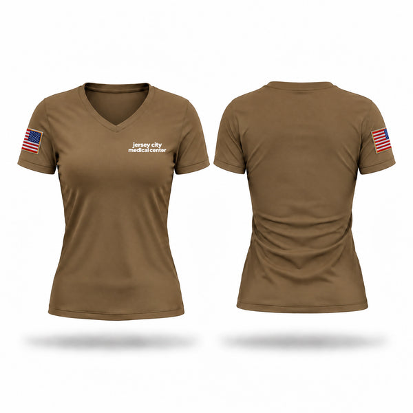 Womens Short Sleeve Vneck Shirt, jersey city medical center, EMS/EMT, Teamtime, Team time, sublimation, custom sports apparel, team uniforms, spirit wear, spiritwear, sports uniforms, custom shirts, team store, custom team store, fundraiser sports, apparel fundraiser