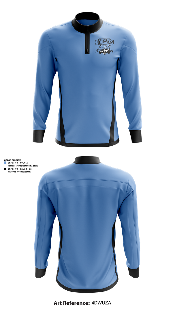 Quarter Zip Jacket, Summerland Bobcats, Women's Basketball, Teamtime, Team time, sublimation, custom sports apparel, team uniforms, spirit wear, spiritwear, sports uniforms, custom shirts, team store, custom team store, fundraiser sports, apparel fundraiser