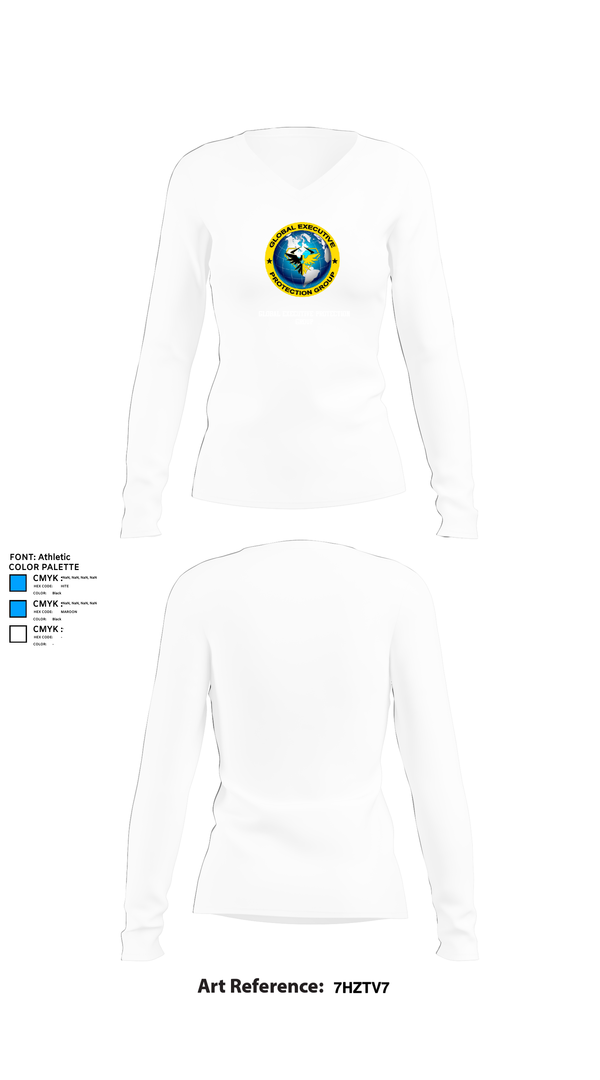 Womens Long Sleeve Vneck Shirt, Global executive protection group, , Teamtime, Team time, sublimation, custom sports apparel, team uniforms, spirit wear, spiritwear, sports uniforms, custom shirts, team store, custom team store, fundraiser sports, apparel fundraiser