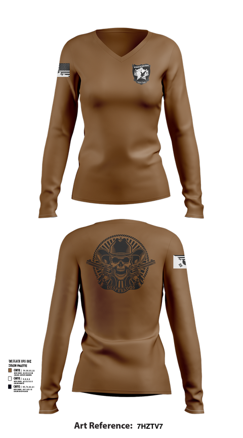 Womens Long Sleeve Vneck Shirt, Desperados, , Teamtime, Team time, sublimation, custom sports apparel, team uniforms, spirit wear, spiritwear, sports uniforms, custom shirts, team store, custom team store, fundraiser sports, apparel fundraiser