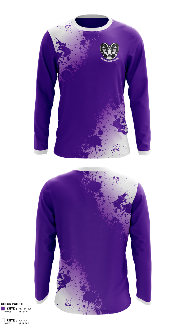 Long Sleeve Performance Shirt, Deering Rams Soccer, Men's Soccer, Teamtime, Team time, sublimation, custom sports apparel, team uniforms, spirit wear, spiritwear, sports uniforms, custom shirts, team store, custom team store, fundraiser sports, apparel fundraiser