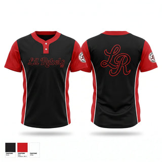 Two Button Softball Jersey, Lil Rebels GP, Softball, Teamtime, Team time, sublimation, custom sports apparel, team uniforms, spirit wear, spiritwear, sports uniforms, custom shirts, team store, custom team store, fundraiser sports, apparel fundraiser