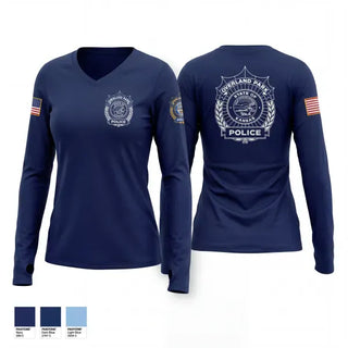 Womens Long Sleeve Vneck Shirt, Overland Park Police, Police, Teamtime, Team time, sublimation, custom sports apparel, team uniforms, spirit wear, spiritwear, sports uniforms, custom shirts, team store, custom team store, fundraiser sports, apparel fundraiser