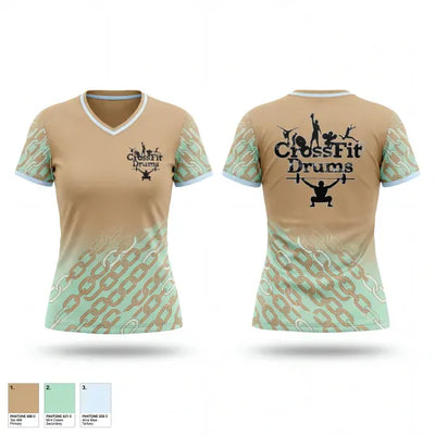 CrossFit Drums 90786319 Women's Short Sleeve V-neck Shirt - 1