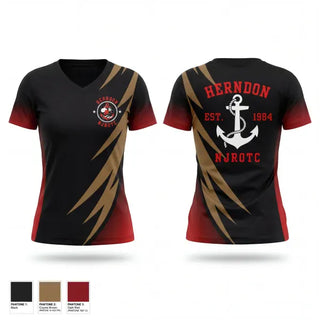 Womens Short Sleeve Vneck Shirt, Herndon HS NJROTCHerndon High School NJROTC, Spirit Store, Teamtime, Team time, sublimation, custom sports apparel, team uniforms, spirit wear, spiritwear, sports uniforms, custom shirts, team store, custom team store, fundraiser sports, apparel fundraiser