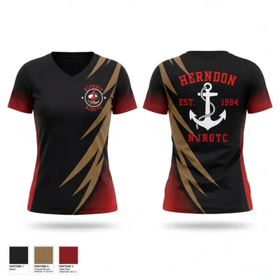 Herndon High School NJROTC 90971829 Women's Short Sleeve V-neck Shirt - 1