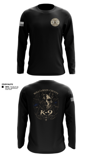 Long Sleeve Performance Shirt, Williamson County K-9 Unit, Police, Teamtime, Team time, sublimation, custom sports apparel, team uniforms, spirit wear, spiritwear, sports uniforms, custom shirts, team store, custom team store, fundraiser sports, apparel fundraiser