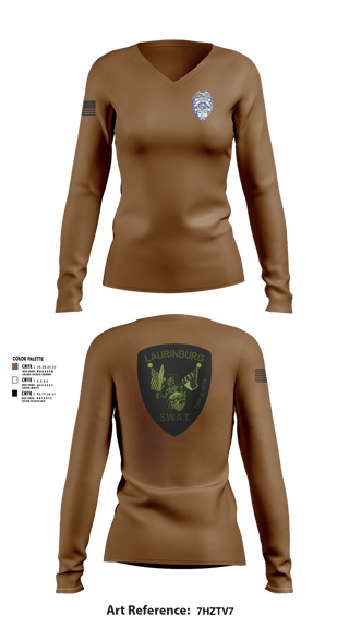 Womens Long Sleeve Vneck Shirt, Laurinburg SWAT, Police, Teamtime, Team time, sublimation, custom sports apparel, team uniforms, spirit wear, spiritwear, sports uniforms, custom shirts, team store, custom team store, fundraiser sports, apparel fundraiser