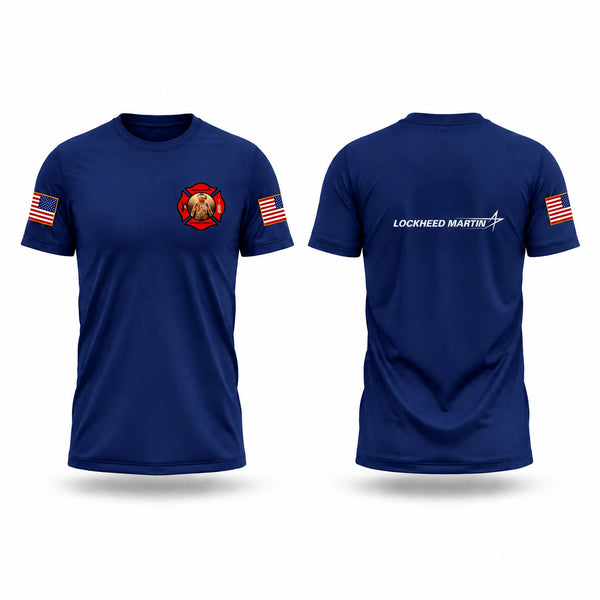 Old School Cotton Feel Shirt, Lockheed Martin Fire Rescue, Fire Department, Teamtime, Team time, sublimation, custom sports apparel, team uniforms, spirit wear, spiritwear, sports uniforms, custom shirts, team store, custom team store, fundraiser sports, apparel fundraiser