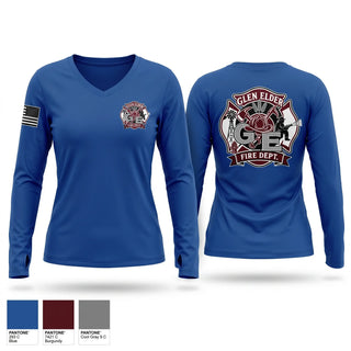 Womens Long Sleeve Vneck Shirt, Glen Elder Fire Department, Fire Department, Teamtime, Team time, sublimation, custom sports apparel, team uniforms, spirit wear, spiritwear, sports uniforms, custom shirts, team store, custom team store, fundraiser sports, apparel fundraiser