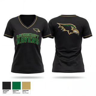 Womens Short Sleeve Vneck Shirt, Ravenscroft Ravens Track & Field, Track & Field, Teamtime, Team time, sublimation, custom sports apparel, team uniforms, spirit wear, spiritwear, sports uniforms, custom shirts, team store, custom team store, fundraiser sports, apparel fundraiser