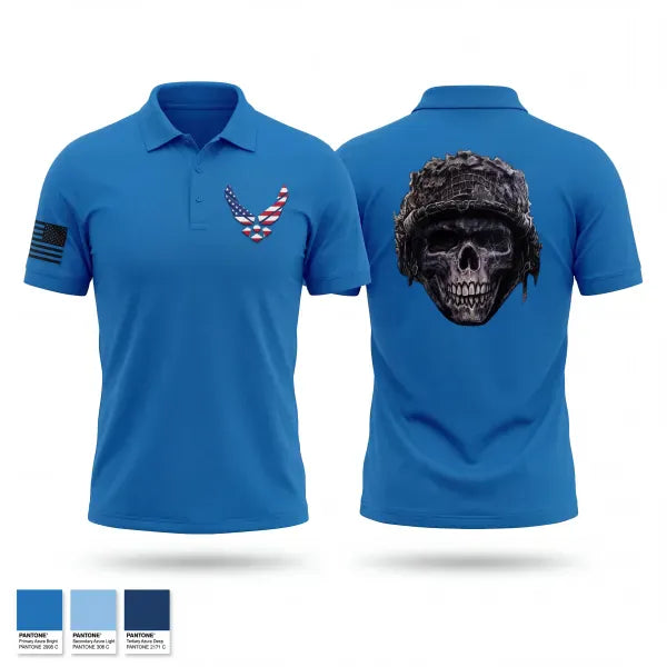 Short Sleeve Performance Polo, Scottsbluff JROTC, Air Force, Teamtime, Team time, sublimation, custom sports apparel, team uniforms, spirit wear, spiritwear, sports uniforms, custom shirts, team store, custom team store, fundraiser sports, apparel fundraiser