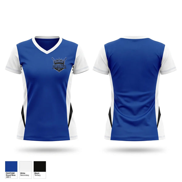 Womens Short Sleeve Vneck Shirt, Royals, Baseball, Teamtime, Team time, sublimation, custom sports apparel, team uniforms, spirit wear, spiritwear, sports uniforms, custom shirts, team store, custom team store, fundraiser sports, apparel fundraiser