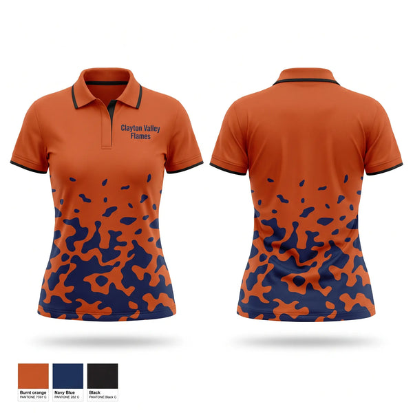 Short Sleeve Performance Polo, Clayton Valley Flames, Softball, Teamtime, Team time, sublimation, custom sports apparel, team uniforms, spirit wear, spiritwear, sports uniforms, custom shirts, team store, custom team store, fundraiser sports, apparel fundraiser
