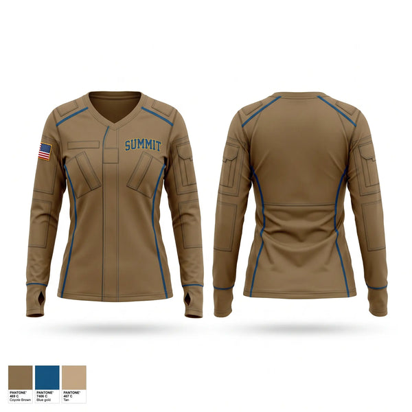 Womens Long Sleeve Vneck Shirt, Summit, Army, Teamtime, Team time, sublimation, custom sports apparel, team uniforms, spirit wear, spiritwear, sports uniforms, custom shirts, team store, custom team store, fundraiser sports, apparel fundraiser