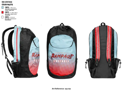 Gear Bag, Porterville Rampage 10u, Softball, Teamtime, Team time, sublimation, custom sports apparel, team uniforms, spirit wear, spiritwear, sports uniforms, custom shirts, team store, custom team store, fundraiser sports, apparel fundraiser