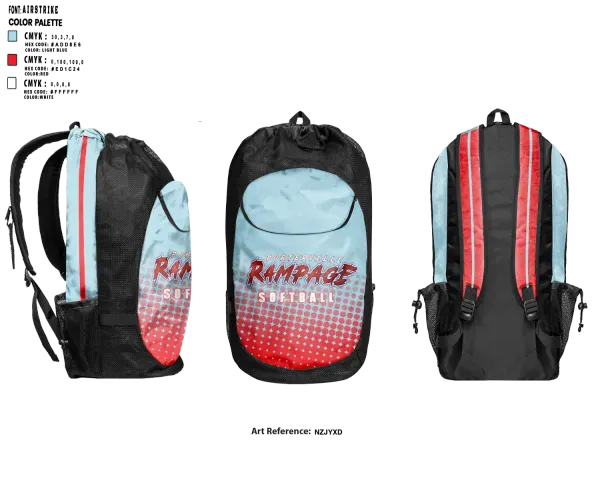 Gear Bag, Porterville Rampage 10u, Softball, Teamtime, Team time, sublimation, custom sports apparel, team uniforms, spirit wear, spiritwear, sports uniforms, custom shirts, team store, custom team store, fundraiser sports, apparel fundraiser