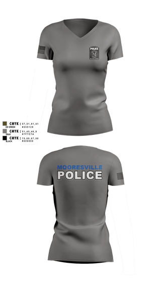 Womens Short Sleeve Vneck Shirt, Mooresville Police Department, Police, Teamtime, Team time, sublimation, custom sports apparel, team uniforms, spirit wear, spiritwear, sports uniforms, custom shirts, team store, custom team store, fundraiser sports, apparel fundraiser