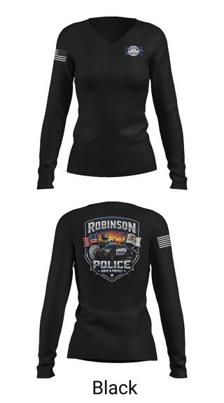 Womens Long Sleeve Vneck Shirt, Robinson Police Department, Police, Teamtime, Team time, sublimation, custom sports apparel, team uniforms, spirit wear, spiritwear, sports uniforms, custom shirts, team store, custom team store, fundraiser sports, apparel fundraiser