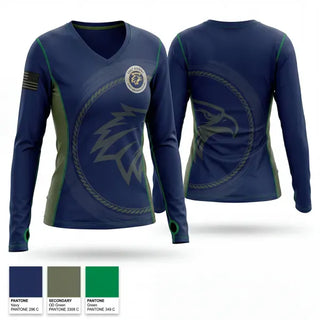 Womens Long Sleeve Vneck Shirt, Exalt Academy School Safety Division, Police, Teamtime, Team time, sublimation, custom sports apparel, team uniforms, spirit wear, spiritwear, sports uniforms, custom shirts, team store, custom team store, fundraiser sports, apparel fundraiser