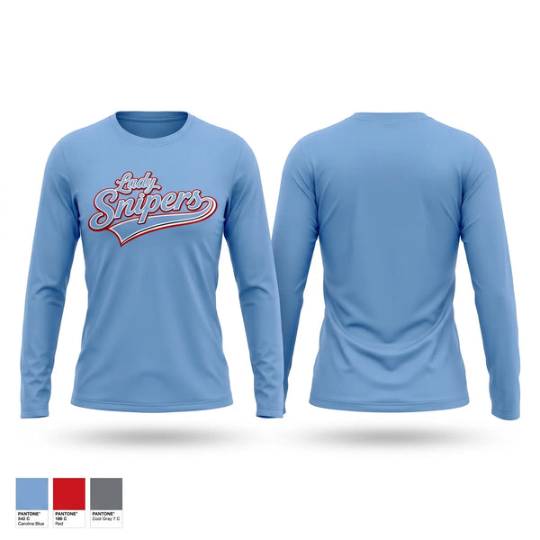 Long Sleeve Performance Shirt, Lady Snipers, Softball, Teamtime, Team time, sublimation, custom sports apparel, team uniforms, spirit wear, spiritwear, sports uniforms, custom shirts, team store, custom team store, fundraiser sports, apparel fundraiser
