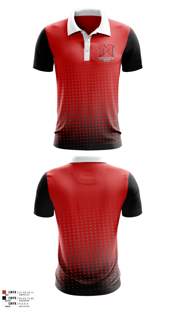 Short Sleeve Performance Polo, Madison Panthers Tennis, Tennis, Teamtime, Team time, sublimation, custom sports apparel, team uniforms, spirit wear, spiritwear, sports uniforms, custom shirts, team store, custom team store, fundraiser sports, apparel fundraiser
