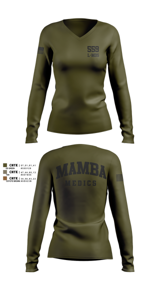 Womens Long Sleeve Vneck Shirt, 559 L-MDS, Air Force, Teamtime, Team time, sublimation, custom sports apparel, team uniforms, spirit wear, spiritwear, sports uniforms, custom shirts, team store, custom team store, fundraiser sports, apparel fundraiser
