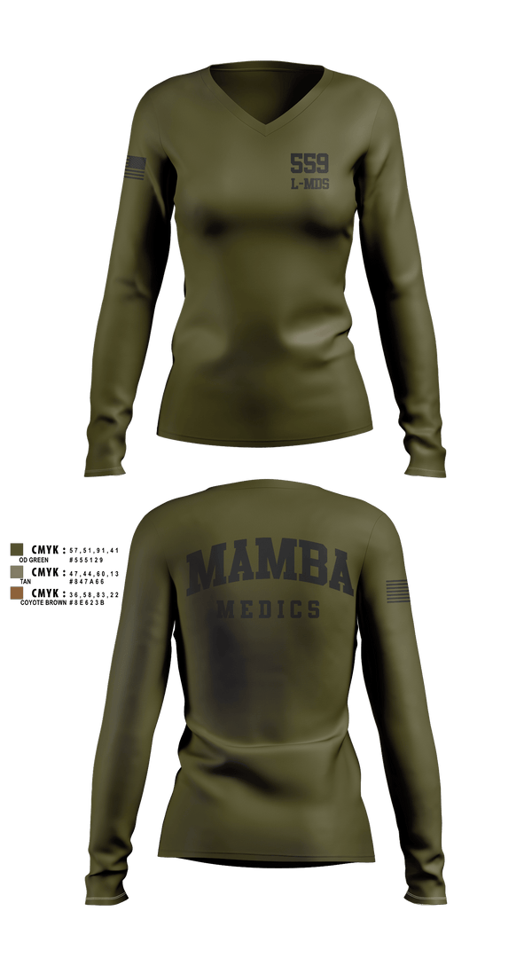 Womens Long Sleeve Vneck Shirt, 559 L-MDS, Air Force, Teamtime, Team time, sublimation, custom sports apparel, team uniforms, spirit wear, spiritwear, sports uniforms, custom shirts, team store, custom team store, fundraiser sports, apparel fundraiser