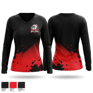 Womens Long Sleeve Vneck Shirt, NTX Bulldogs, Baseball, Teamtime, Team time, sublimation, custom sports apparel, team uniforms, spirit wear, spiritwear, sports uniforms, custom shirts, team store, custom team store, fundraiser sports, apparel fundraiser