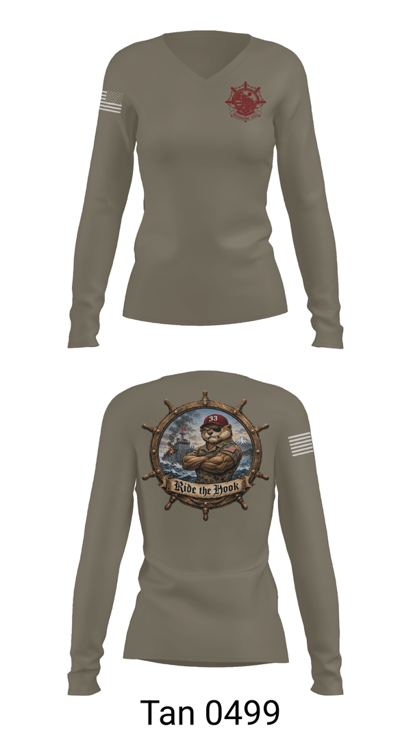 Womens Long Sleeve Vneck Shirt, 5th Transportation Company, Army, Teamtime, Team time, sublimation, custom sports apparel, team uniforms, spirit wear, spiritwear, sports uniforms, custom shirts, team store, custom team store, fundraiser sports, apparel fundraiser