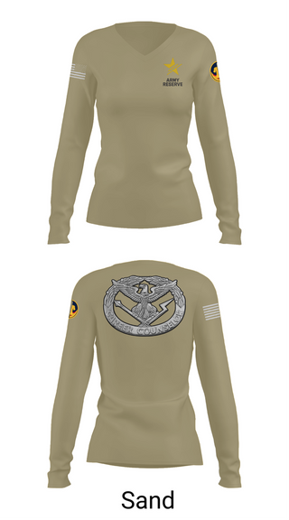Womens Long Sleeve Vneck Shirt, ARCC, Army, Teamtime, Team time, sublimation, custom sports apparel, team uniforms, spirit wear, spiritwear, sports uniforms, custom shirts, team store, custom team store, fundraiser sports, apparel fundraiser