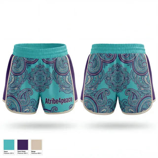 Womens Shorts, Atribe4peace, Cheer, Teamtime, Team time, sublimation, custom sports apparel, team uniforms, spirit wear, spiritwear, sports uniforms, custom shirts, team store, custom team store, fundraiser sports, apparel fundraiser