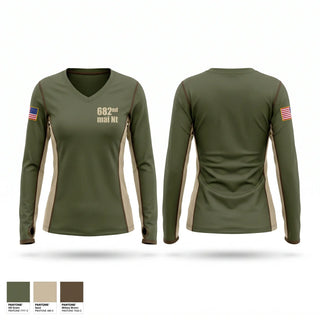 Womens Long Sleeve Vneck Shirt, 682nd mai. Nt, Army, Teamtime, Team time, sublimation, custom sports apparel, team uniforms, spirit wear, spiritwear, sports uniforms, custom shirts, team store, custom team store, fundraiser sports, apparel fundraiser