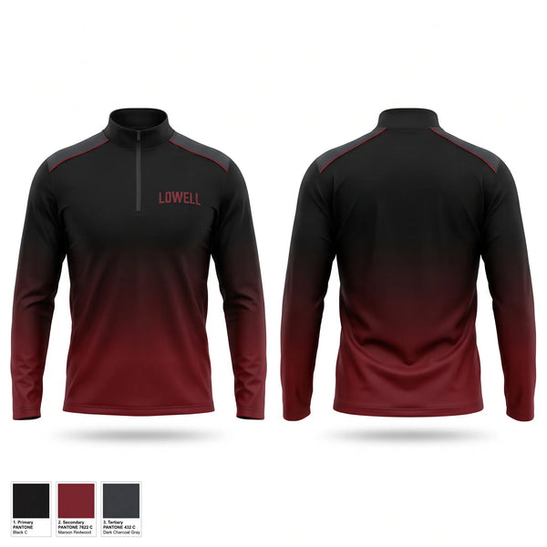 Quarter Zip Jacket, Lowell black, Baseball, Teamtime, Team time, sublimation, custom sports apparel, team uniforms, spirit wear, spiritwear, sports uniforms, custom shirts, team store, custom team store, fundraiser sports, apparel fundraiser
