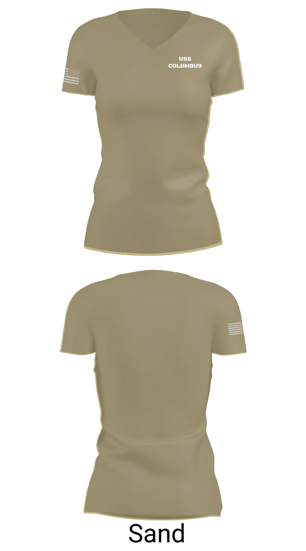 Womens Short Sleeve Vneck Shirt, USS COLUMBUS, , Teamtime, Team time, sublimation, custom sports apparel, team uniforms, spirit wear, spiritwear, sports uniforms, custom shirts, team store, custom team store, fundraiser sports, apparel fundraiser