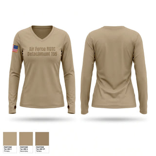 Womens Long Sleeve Vneck Shirt, Air Force ROTC Detachment 195, Air Force, Teamtime, Team time, sublimation, custom sports apparel, team uniforms, spirit wear, spiritwear, sports uniforms, custom shirts, team store, custom team store, fundraiser sports, apparel fundraiser