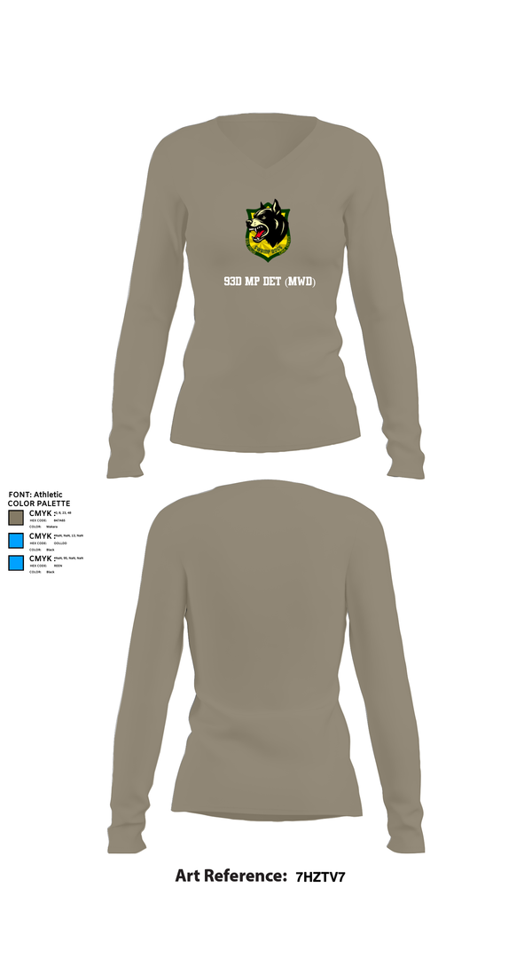 Womens Long Sleeve Vneck Shirt, 93D MP DET (MWD), , Teamtime, Team time, sublimation, custom sports apparel, team uniforms, spirit wear, spiritwear, sports uniforms, custom shirts, team store, custom team store, fundraiser sports, apparel fundraiser