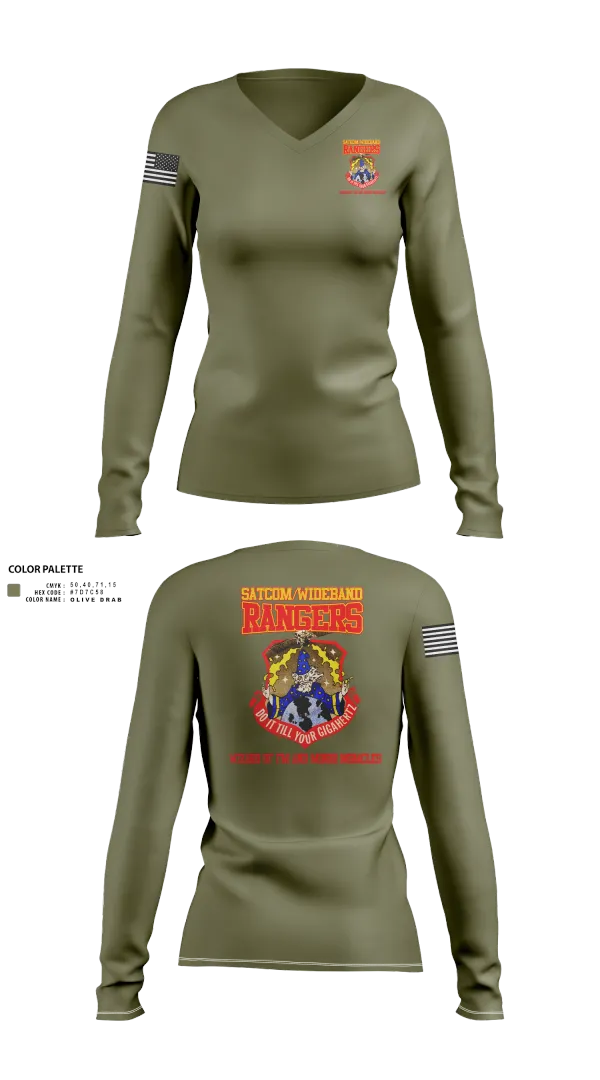 Womens Long Sleeve Vneck Shirt, Satcom, Air Force, Teamtime, Team time, sublimation, custom sports apparel, team uniforms, spirit wear, spiritwear, sports uniforms, custom shirts, team store, custom team store, fundraiser sports, apparel fundraiser