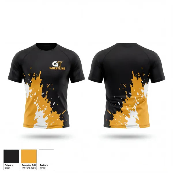 Short Sleeve Rash Guard Shirt, Groton Tigers, Wrestling, Teamtime, Team time, sublimation, custom sports apparel, team uniforms, spirit wear, spiritwear, sports uniforms, custom shirts, team store, custom team store, fundraiser sports, apparel fundraiser