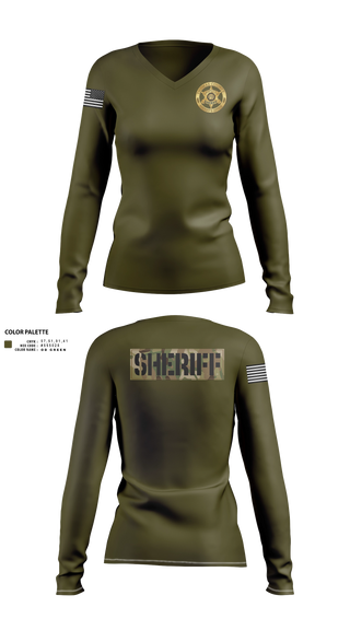 Womens Long Sleeve Vneck Shirt, Thomas county sheriff's office, Police, Teamtime, Team time, sublimation, custom sports apparel, team uniforms, spirit wear, spiritwear, sports uniforms, custom shirts, team store, custom team store, fundraiser sports, apparel fundraiser