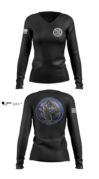 Womens Long Sleeve Vneck Shirt, OAG-DT, Police, Teamtime, Team time, sublimation, custom sports apparel, team uniforms, spirit wear, spiritwear, sports uniforms, custom shirts, team store, custom team store, fundraiser sports, apparel fundraiser