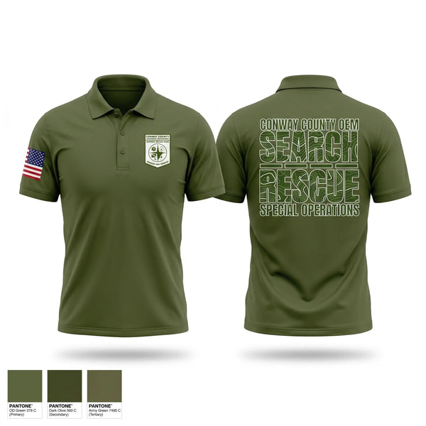 Short Sleeve Performance Polo, Conway County OEM Rescue, EMS/EMT, Teamtime, Team time, sublimation, custom sports apparel, team uniforms, spirit wear, spiritwear, sports uniforms, custom shirts, team store, custom team store, fundraiser sports, apparel fundraiser