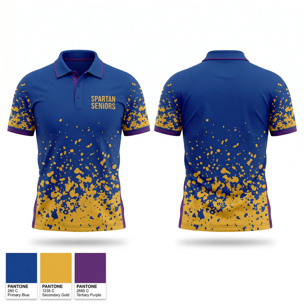 Short Sleeve Performance Polo, Spartan Seniors, Cross Country, Teamtime, Team time, sublimation, custom sports apparel, team uniforms, spirit wear, spiritwear, sports uniforms, custom shirts, team store, custom team store, fundraiser sports, apparel fundraiser