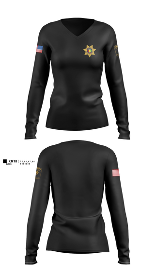 Womens Long Sleeve Vneck Shirt, Calhoun County Sheriff's Office, Police, Teamtime, Team time, sublimation, custom sports apparel, team uniforms, spirit wear, spiritwear, sports uniforms, custom shirts, team store, custom team store, fundraiser sports, apparel fundraiser