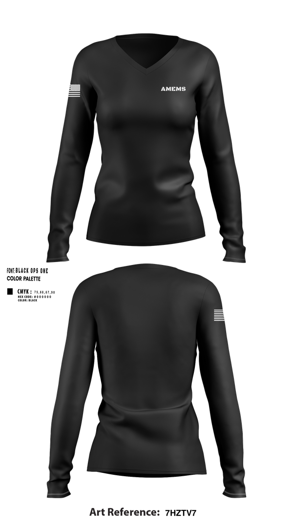 Womens Long Sleeve Vneck Shirt, AMEMS, , Teamtime, Team time, sublimation, custom sports apparel, team uniforms, spirit wear, spiritwear, sports uniforms, custom shirts, team store, custom team store, fundraiser sports, apparel fundraiser